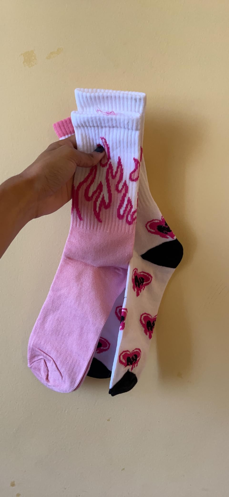 Jumplings pink heart and script socks