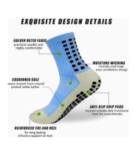 Athletic Football Socks for Men & Women – Grip, Comfort & Performance - Blue - Image 2