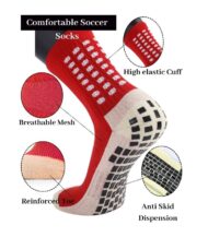 Athletic Football Socks for Men & Women – Grip, Comfort & Performance - Red - Image 3
