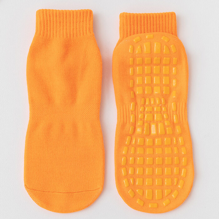 Anti Bacterial Anti-Skid Yoga Regular Socks For Women|Made With Bamboo And Spandex For Yoga/Pilates/Dance/Ballet|Women Yoga Socks For Barefoot Workout orange
