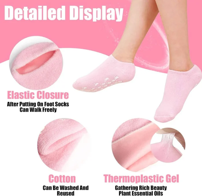 Spa Gel Socks for Women and Men – Moisturizing and Repairing Silicone Socks for Cracked Heels, Dry Feet, and Callus Removal | Jojoba Oil, Vitamin E, Olive Oil Infused | Washable and Reusable | One Size Fits All