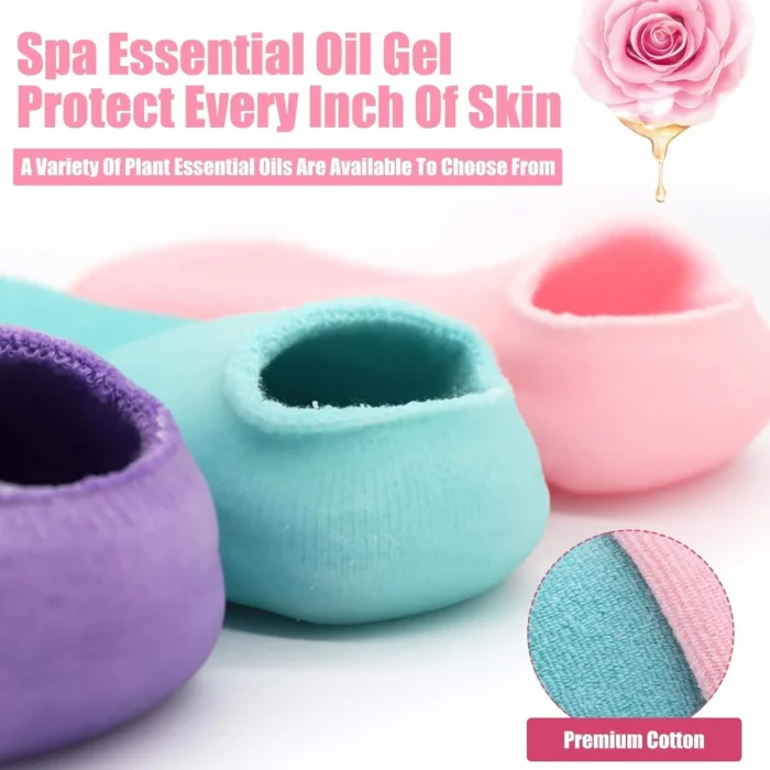 Spa Gel Socks for Women and Men – Moisturizing and Repairing Silicone Socks for Cracked Heels, Dry Feet, and Callus Removal | Jojoba Oil, Vitamin E, Olive Oil Infused | Washable and Reusable | One Size Fits All