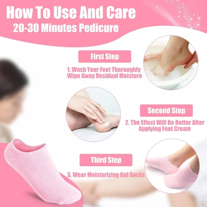 Spa Gel Socks for Women and Men – Moisturizing and Repairing Silicone Socks for Cracked Heels, Dry Feet, and Callus Removal | Jojoba Oil, Vitamin E, Olive Oil Infused | Washable and Reusable | One Size Fits All